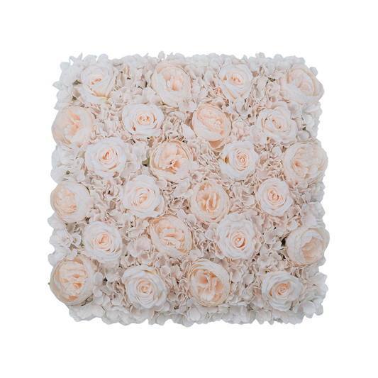 UN-REAL 50cm Blush Artificial Flower Wall Tile - Pink Roses & Hydrangeas, Easy Install