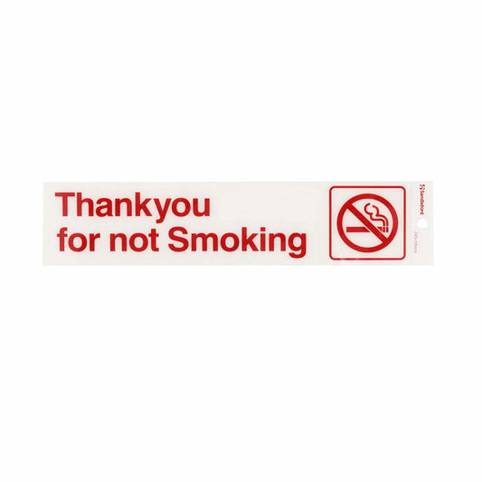 Sandleford Thankyou for Not Smoking Self Adhesive Sign - White/Red - 245mm x 58mm - Auzzistore