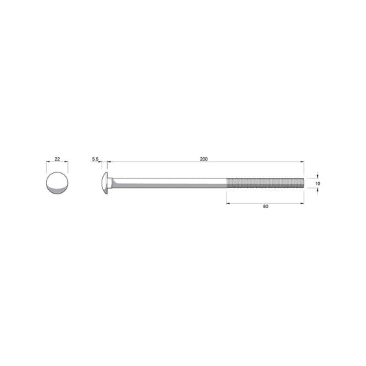 Zenith M10 x 200mm Zinc Plated Cup Head Bolt and Nut - Coarse Thread - Secure Fit – view 2 - Auzzistore