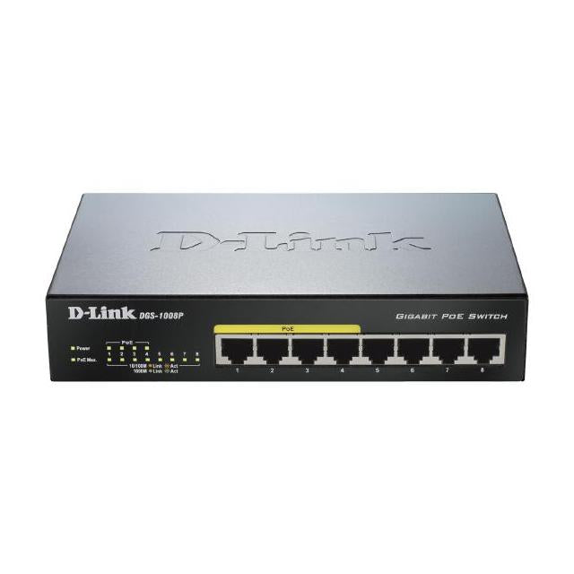 D-LINK DGS-1008P 8-Port Gigabit PoE Unmanaged Switch (Metal Housing) (4 x POE only)