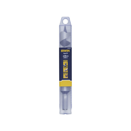 Irwin Auger Bit 25mm x 200mm - Hardened Steel - Self-Pulling Thread – view 2 - Auzzistore