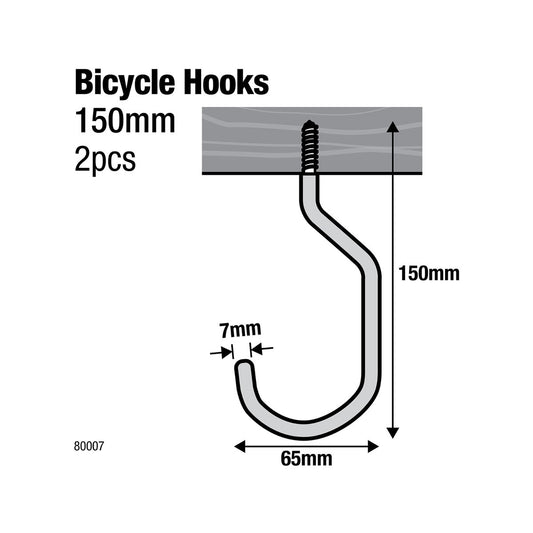 Everhang Bicycle Storage Hooks - 152mm x 65mm - Steel - PVC Coated - 2 Pack – view 2