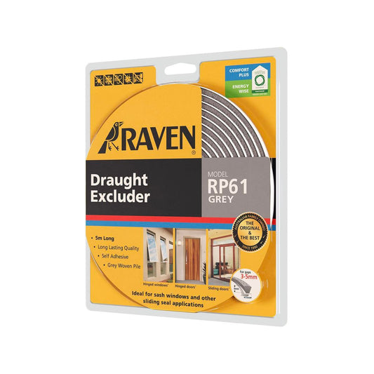 Raven Weather Strip 5000mm Grey Woven Pile Draught Excluder - Auzzistore
