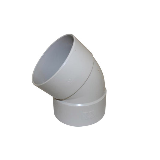 Holman 100mm PVC DWV Plain Bend - Female & Female - 45 Degree - Grey - Auzzistore