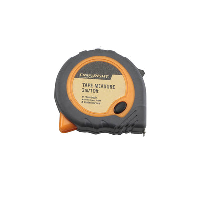 Craftright 3m Tape Measure - Durable Rubberised Case - 13mm Wide Blade