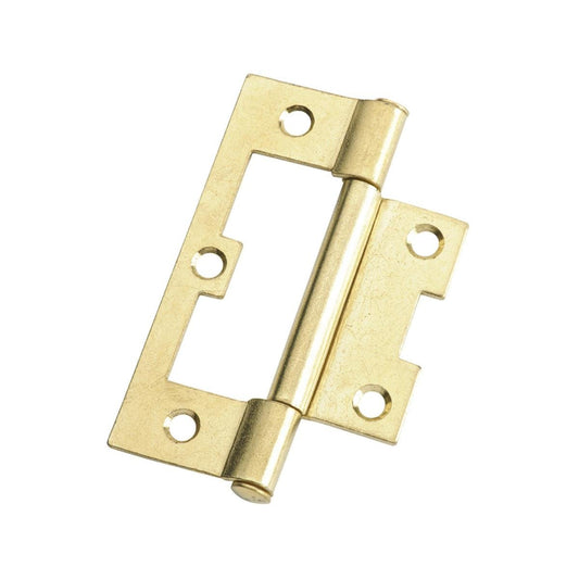 Lane Brass Plated Fixed Pin Easy Fit Hinge 2 Pack - 75 x 47 x 1.6mm
