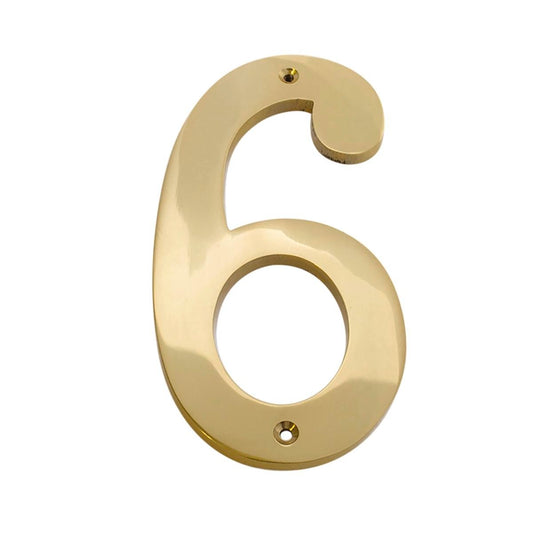 Sandleford Brass House Number 6 - 150mm - Weather Resistant