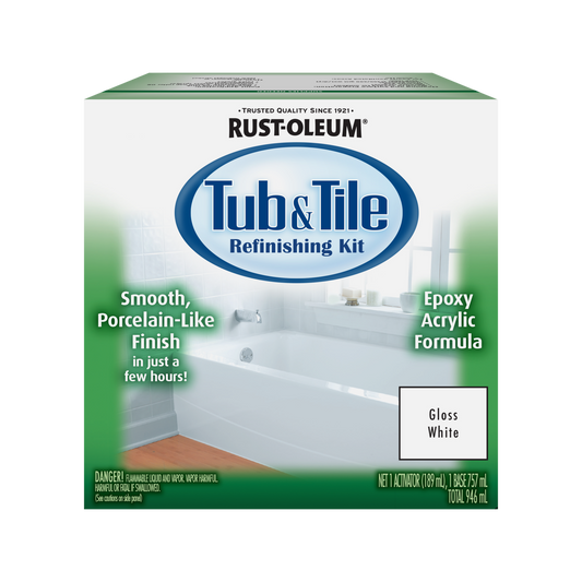 Rust Oleum 946ml Tub and Tile Refinishing Kit - White Gloss - Durable Finish - Auzzistore