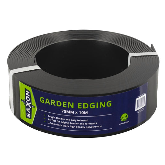 Saxon Garden Edge 75mm x 10m Black - 10m Length - Australian Made - Auzzistore
