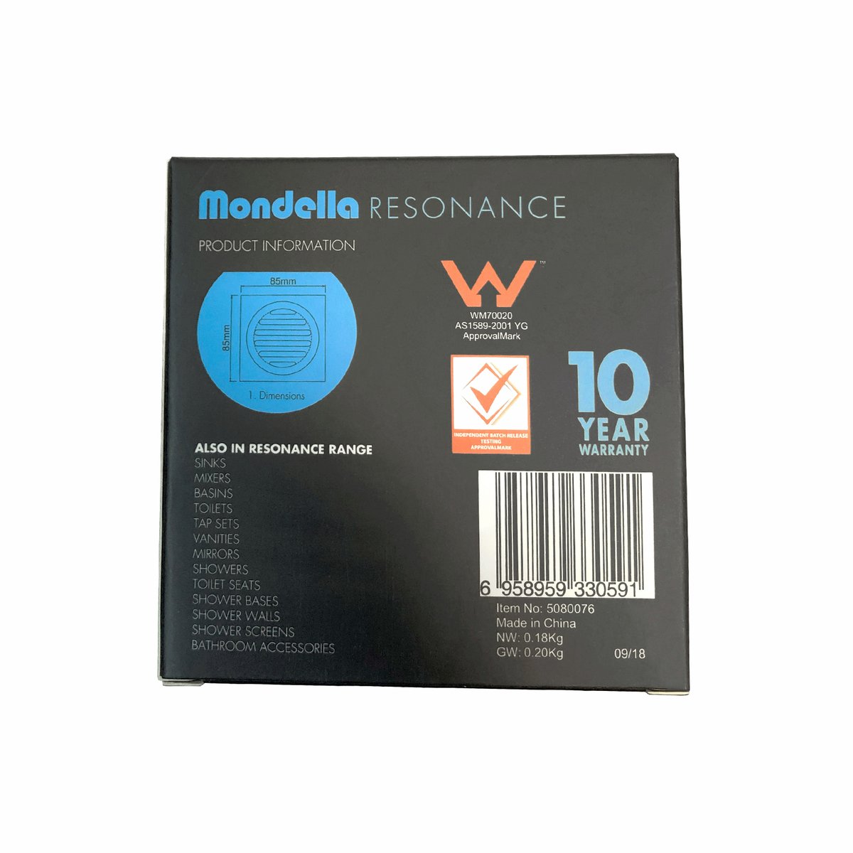 Mondella 80mm Square Floor Grate - Dark Bronze - Brass - Removable Grate