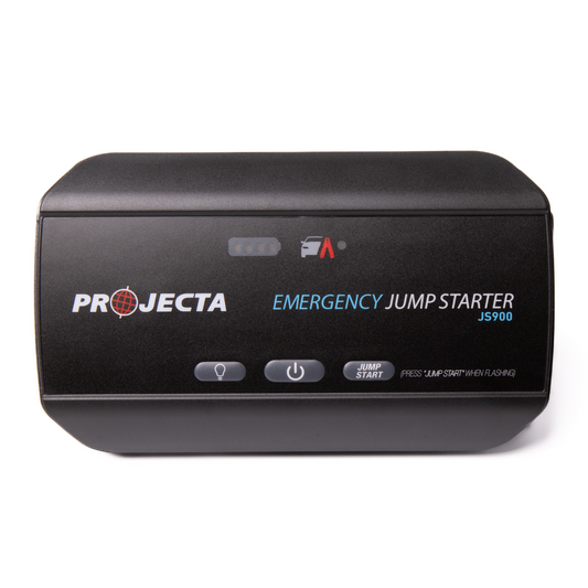 Projecta 12V 900A Jumpstarter - Compact Lithium - 115mm x 185mm x 80mm - Black - 9 Starts - LED Flood Light - USB Power Bank - Auzzistore