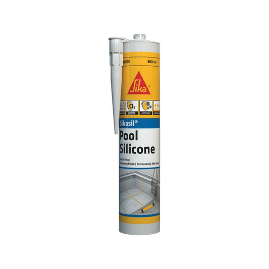 Sika 300ml White Silicone Sealant - Swimming Pool - High Elasticity - Water Resistant - Auzzistore