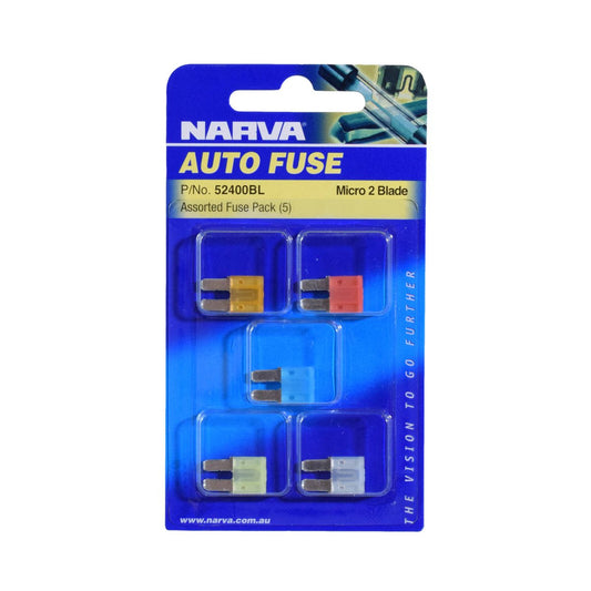 Narva Micro 2 Blade Fuse Assortment - 5 Pack - Zinc Alloy - Reliable Protection