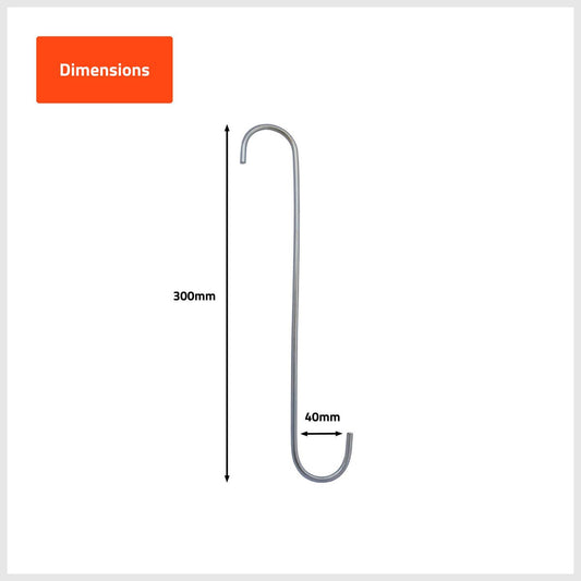 Taskmaster Steel S Hook 4 Pack 300 x 40 x 5mm for Garage Storage – view 2