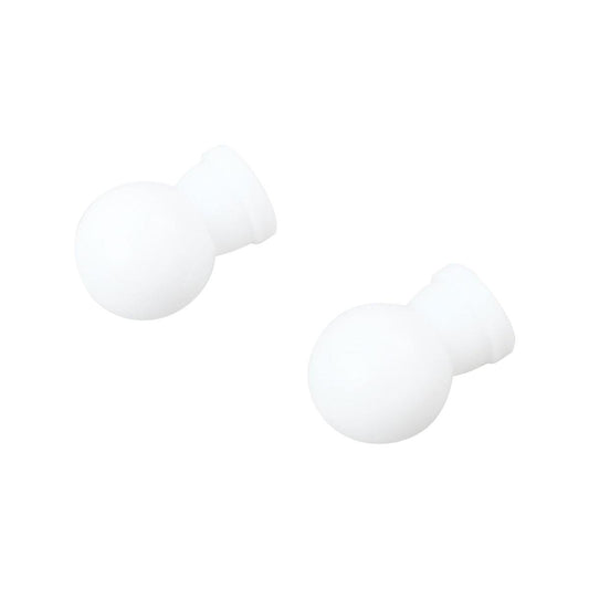 Windoware 16mm Curtain Rod Ball Finial 2 Pack White PVC Elegant Design - Auzzistore