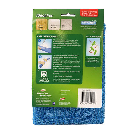 Sabco XL Total Mop Antibacterial Refill Wet Pad 157mm Microfiber Clean
