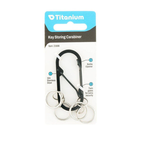 Titanium Key Storing Carabiner - 4 Key Rings - 127mm x 65mm - Durable