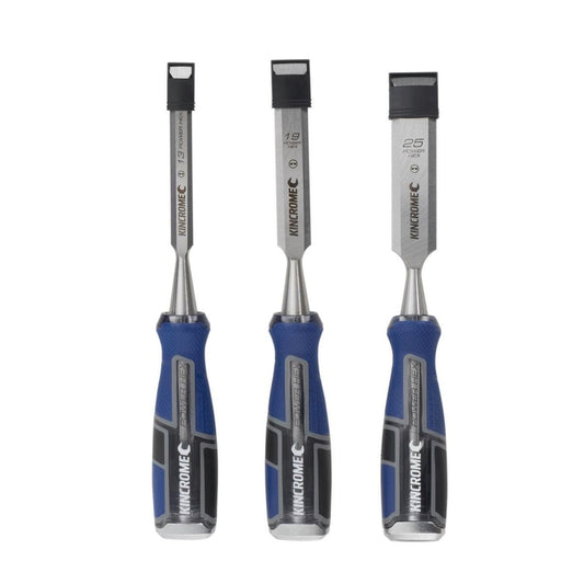 Kincrome Wood Chisel Set - 13mm 19mm 25mm - Chrome Vanadium Steel - Gel Grip - Auzzistore