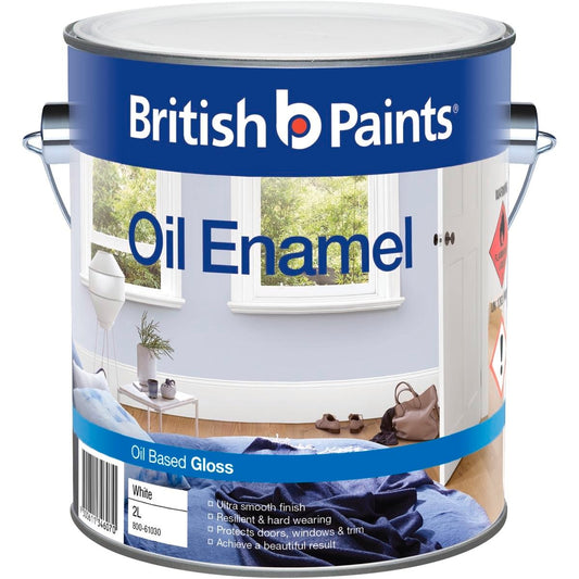 British Paints 2L White Gloss Enamel Paint - High Gloss Finish - Durable - Auzzistore