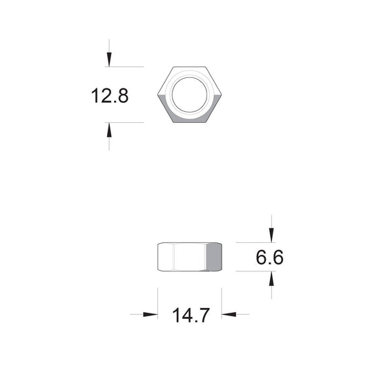 Zenith M8 Zinc Plated Hex Nuts - 14.7mm x 6.6mm - Silver - Coarse Thread - Each – view 2 - Auzzistore