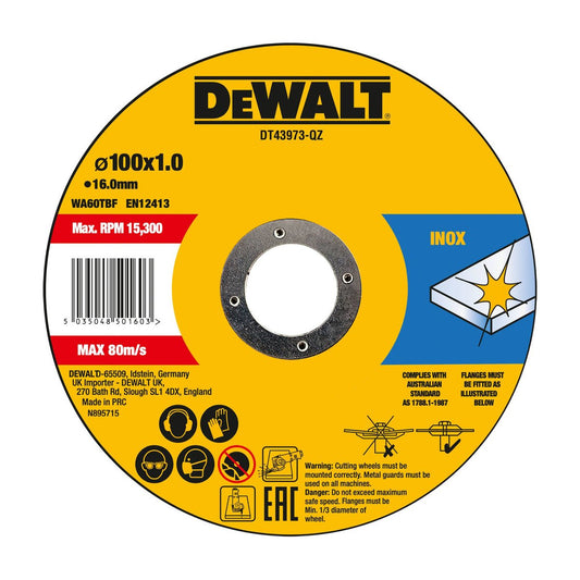 Dewalt Thin Cut Discs - 100 x 1 x 16mm - 10 Pack - Aluminium Oxide - Auzzistore