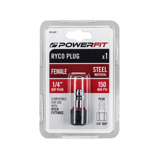 Powerfit Ryco Style 1/4" Female Plug - Steel - 150PSI Maximum Pressure – view 2 - Auzzistore