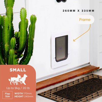 Hakuna Pets Small White Super Tough Pet Door 170mm ABS Weather Resistant