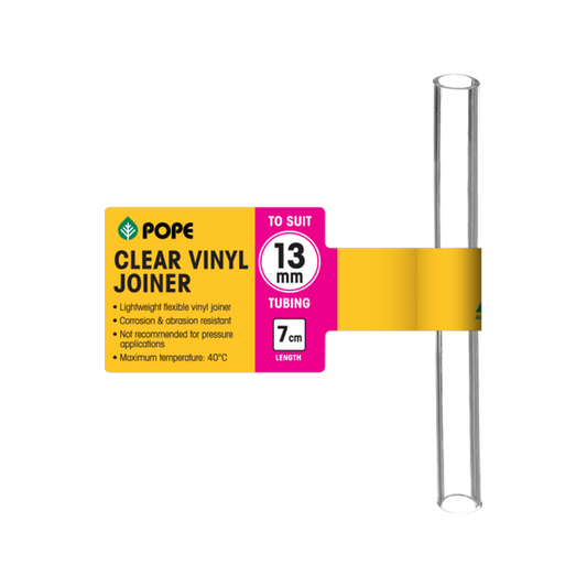 Pope Clear Vinyl Tubing Joiner 13mm x 7cm - Low Pressure Liquid Transfer - Auzzistore