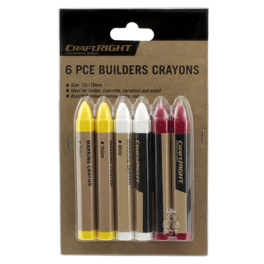 Craftright Builders Crayons - 6 Piece - Wax - Easy To Carry – view 2 - Auzzistore