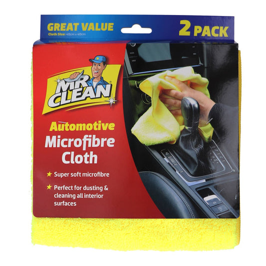 Mr Clean Microfibre Auto Cloth 2 Pack - 40cm x 40cm - Soft & Versatile