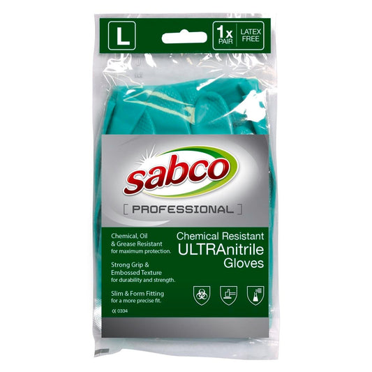 Sabco Chemical Resistant Gloves - Large - Nitrile - Oil & Grease Resistant - Auzzistore