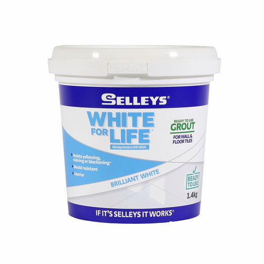Selleys White For Life Grout - 1.4kg - Water-Based - Mould Resistant