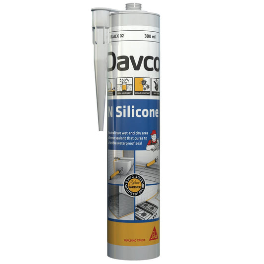Sika Davco N Silicone Sealant - 300ml - Black - Neutral Cure - Mould Resistant