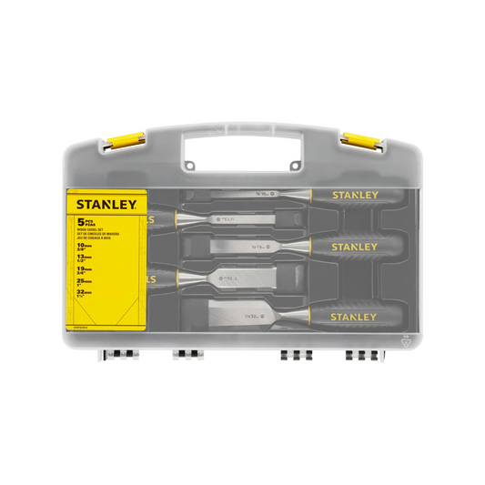 Stanley 5 Piece Essentials Chisel Set - 10mm to 32mm - Carbon Steel Blades - Auzzistore