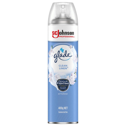 Glade Clean Linen Air Freshener Aerosol - 400g - Freshens Living Space - Auzzistore