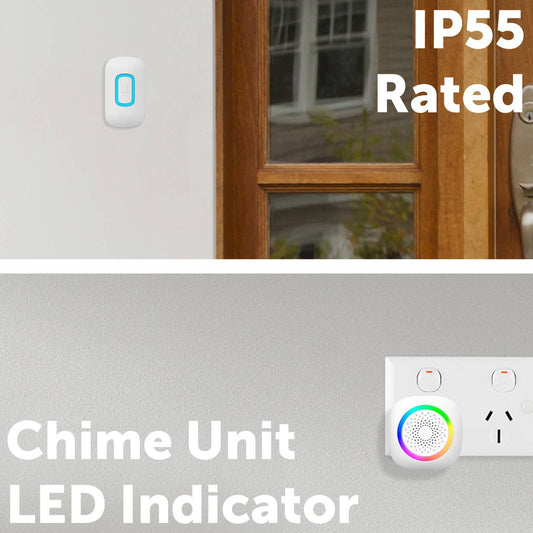 Arlec Wireless Door Chime - 200m Range - RGB - White - 60 Tones - Weatherproof – view 2 - Auzzistore