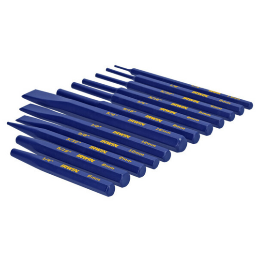 Irwin 12 Piece Cold Chisel and Punch Set - Forged Steel - 160mm x 231mm – view 2 - Auzzistore