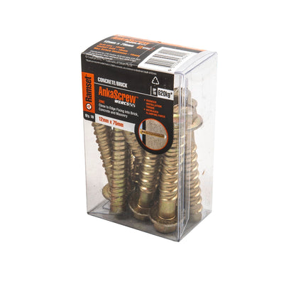 Ramset Ankascrew Masonry Anchor 12mm x 75mm Zinc 10 Pack