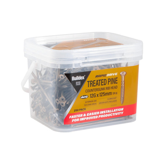 Buildex Treated Pine Screws - 12g x 125mm - 250 Box - Climacoat Finish – view 2 - Auzzistore