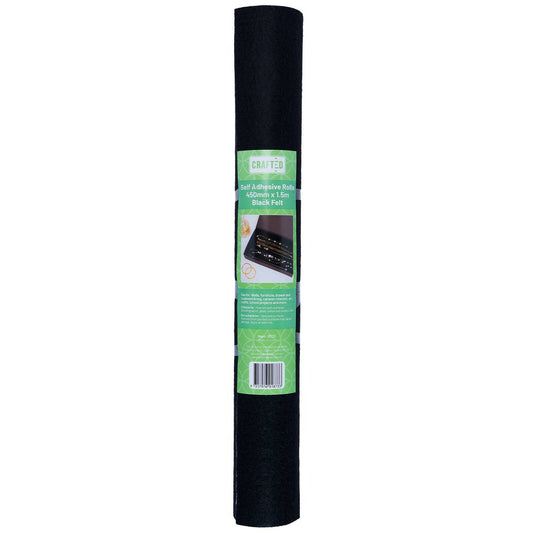 Crafted Adhesive Black Felt Roll - 45 x 150cm - Versatile for Smooth Surfaces