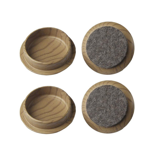 Surface Gard Round Felt Base Castor Cup 4 Pack - Dark Wood Effect - 66mm - Auzzistore