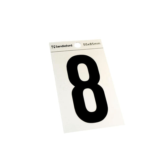 Sandleford Self Adhesive House Number 8 - Silver Black - 85mm