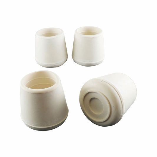 Surface Gard 32mm White Round Rubber Chair Tips 4 Pack - Floor Protection - Auzzistore