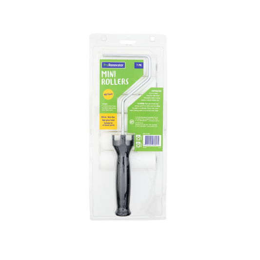 Prorenovator 100 Mini Roller Foam Set 7 Pack - 9mm - High Density - Black - Auzzistore