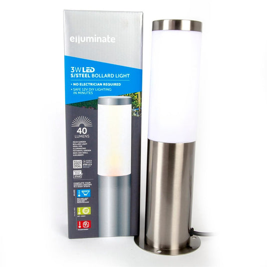 Elluminate Garden Bollard - Warm White - 75mm Stainless Steel - Safe – view 2