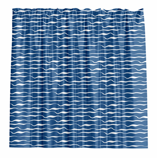 Barelli Shower Curtain - 180 x 180cm - Blue Textured Waves - Water-Resistant