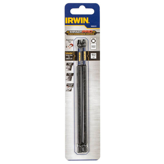Irwin Impact Bits - 152mm SQ2 - Magnetised - High Strength - 2 Pack - Auzzistore
