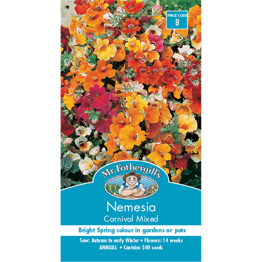 Mr Fothergill Nemesia Carnival Mixed Flower Seed 75mm Half Hardy Annual - Auzzistore