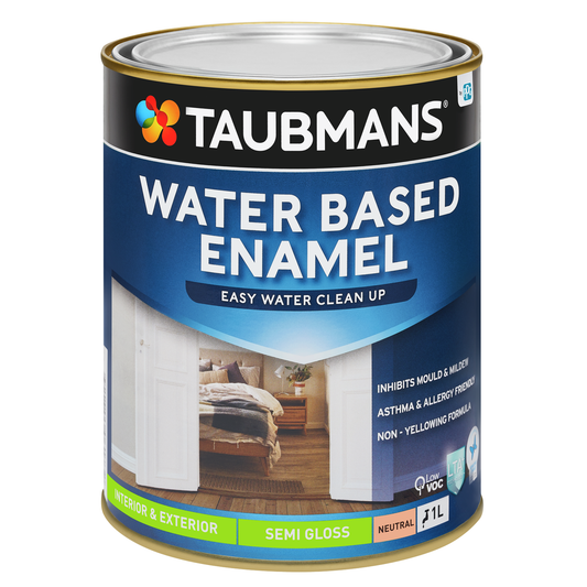 Taubmans 1L Neutral Semi Gloss Water Based Enamel Paint - Low VOC - Mould Resistant - Auzzistore