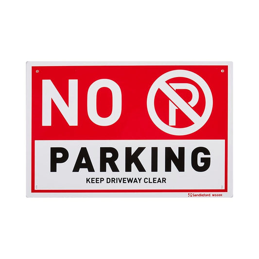 Sandleford No Parking Plastic Sign - 300 x 200mm - Red/White - Auzzistore